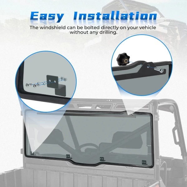 Kemimoto Polaris Ranger Rear Windshield Window Tint Roof - Image 3