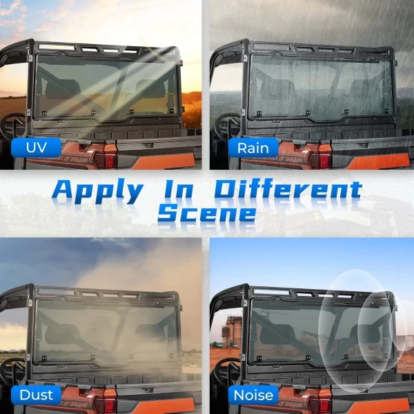 Kemimoto Polaris Ranger Rear Windshield Window Tint Roof - Image 6